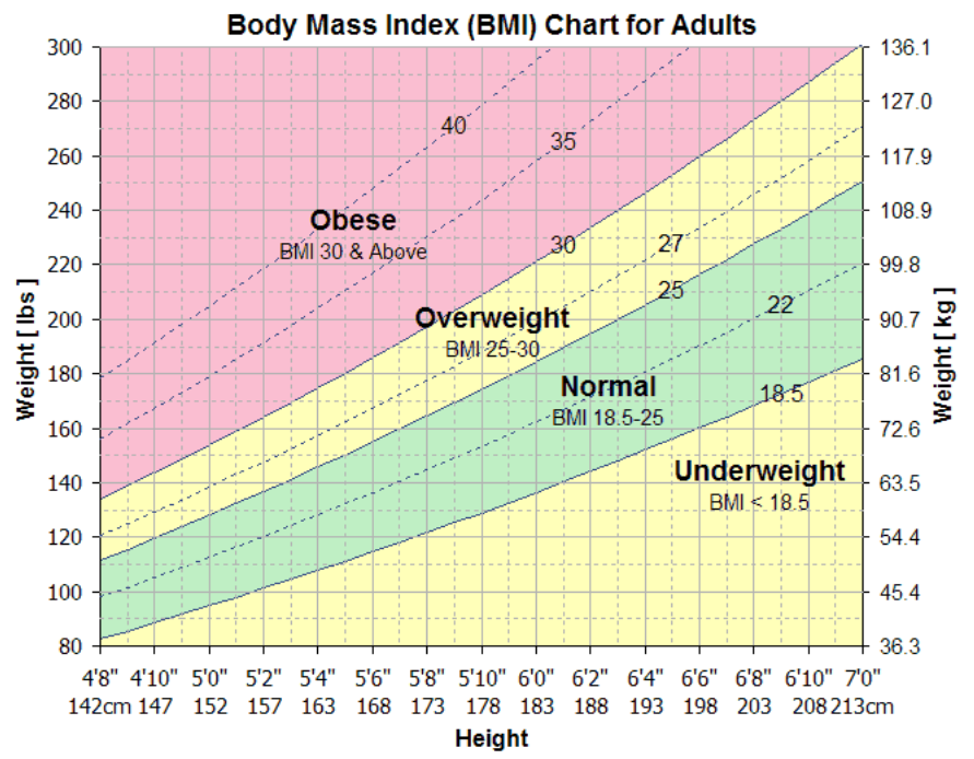 body mass index chart